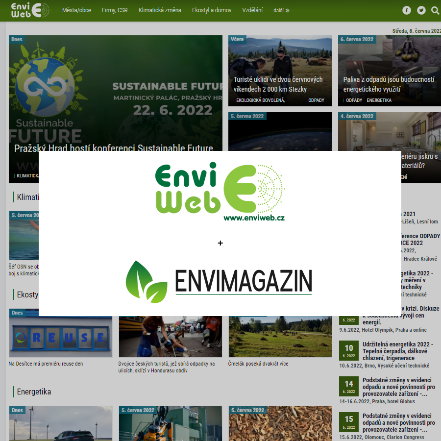 Obrázek projektu Enviweb a Envimagazin, který podporuje udržitelnost.